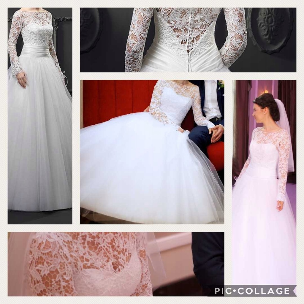 Suknia ślubna SPOSA koronka, tiul. 176+7 cm obcas