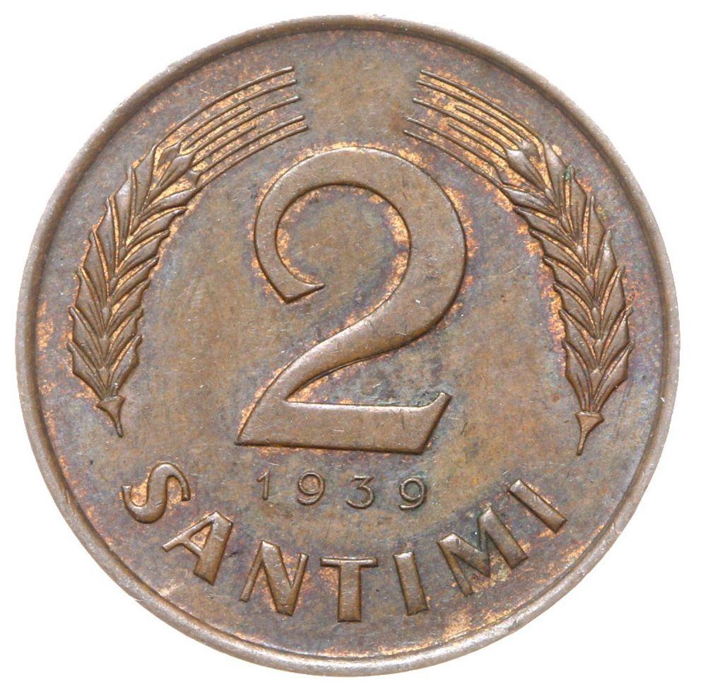 Łotwa - moneta - 2 Santimi 1939 - RZADKA !