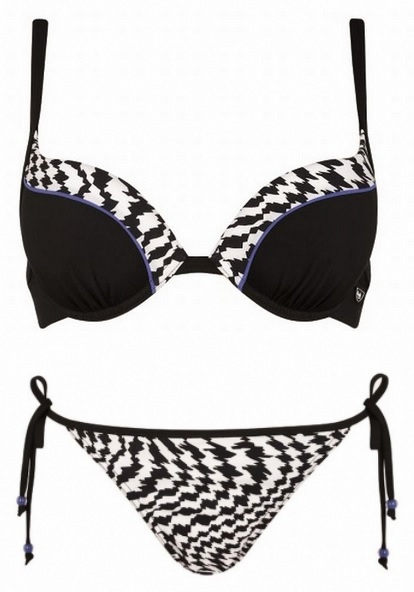 SLOGGI BLACK PEPITA KOSTIUM KĄPIELOWY PUSH-UP 38A