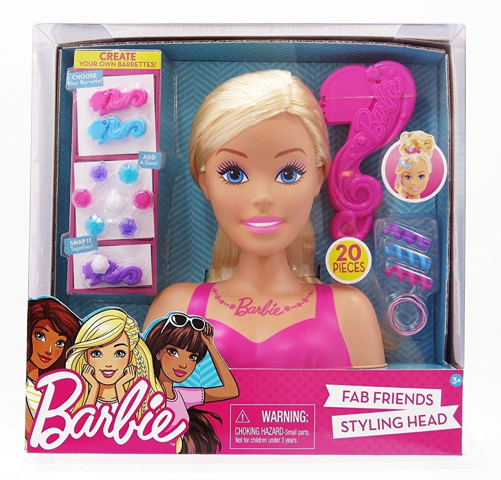 Barbie Glam Party głowa do stylizacji czesania 3+