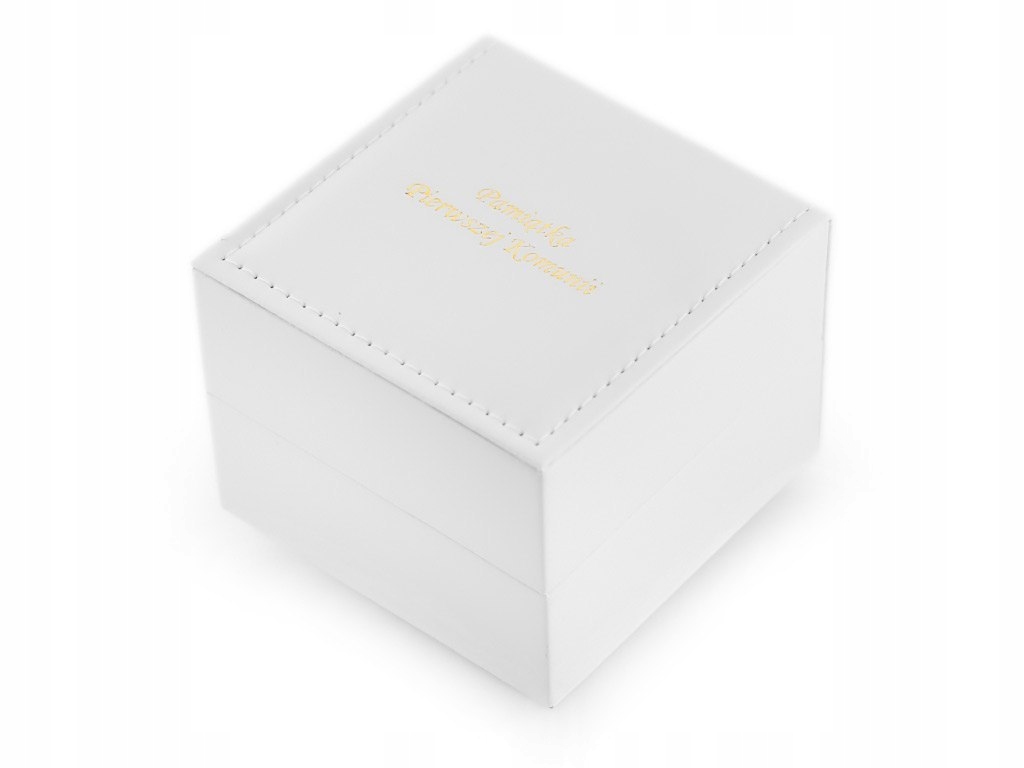 Prezentowe pudełko na zegarek - eko białe przeszyw