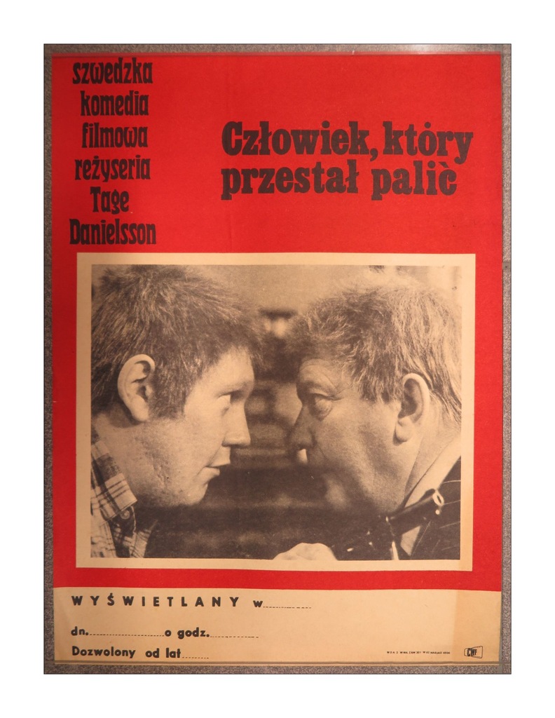Stary plakat - CZŁOWIEK,KTÓRY PRZESTAŁ PALIĆ