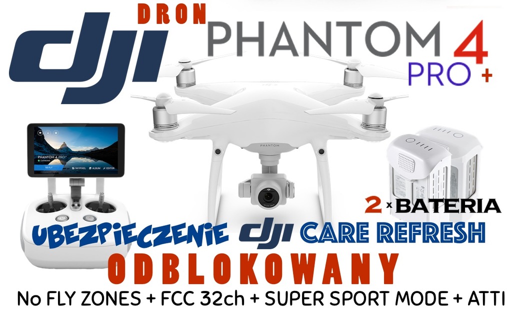 DJI Phantom 4 Pro Plus 2batt DJI Care FCC Hack 7181388806 oficjalne archiwum Allegro