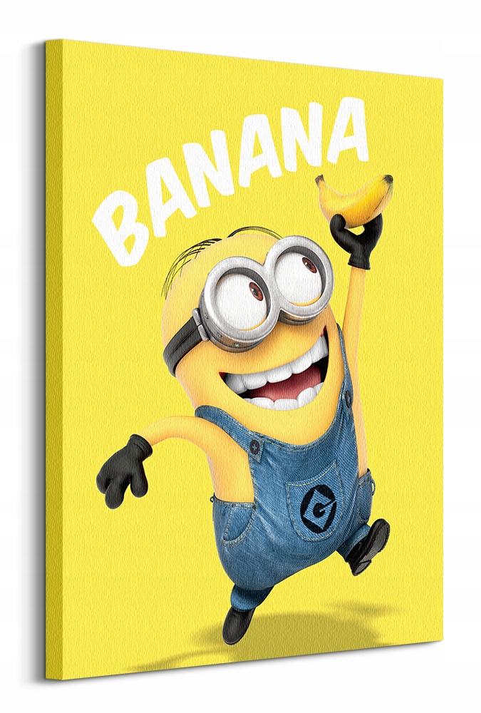 Minionki Banan - Obraz na płótnie 60x80 cm