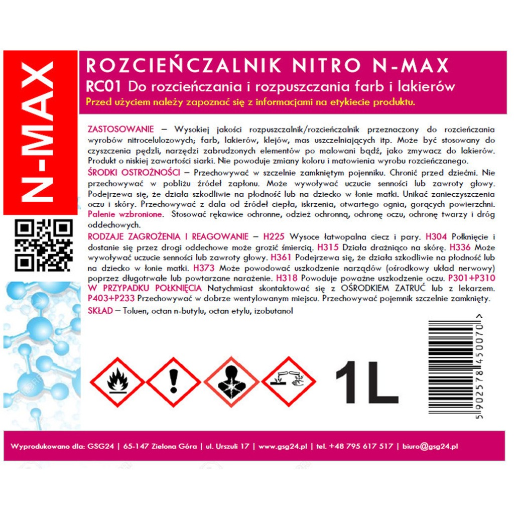 NAJLEPSZY Rozpuszczalnik Rozcieńczalnik NITRO 1L