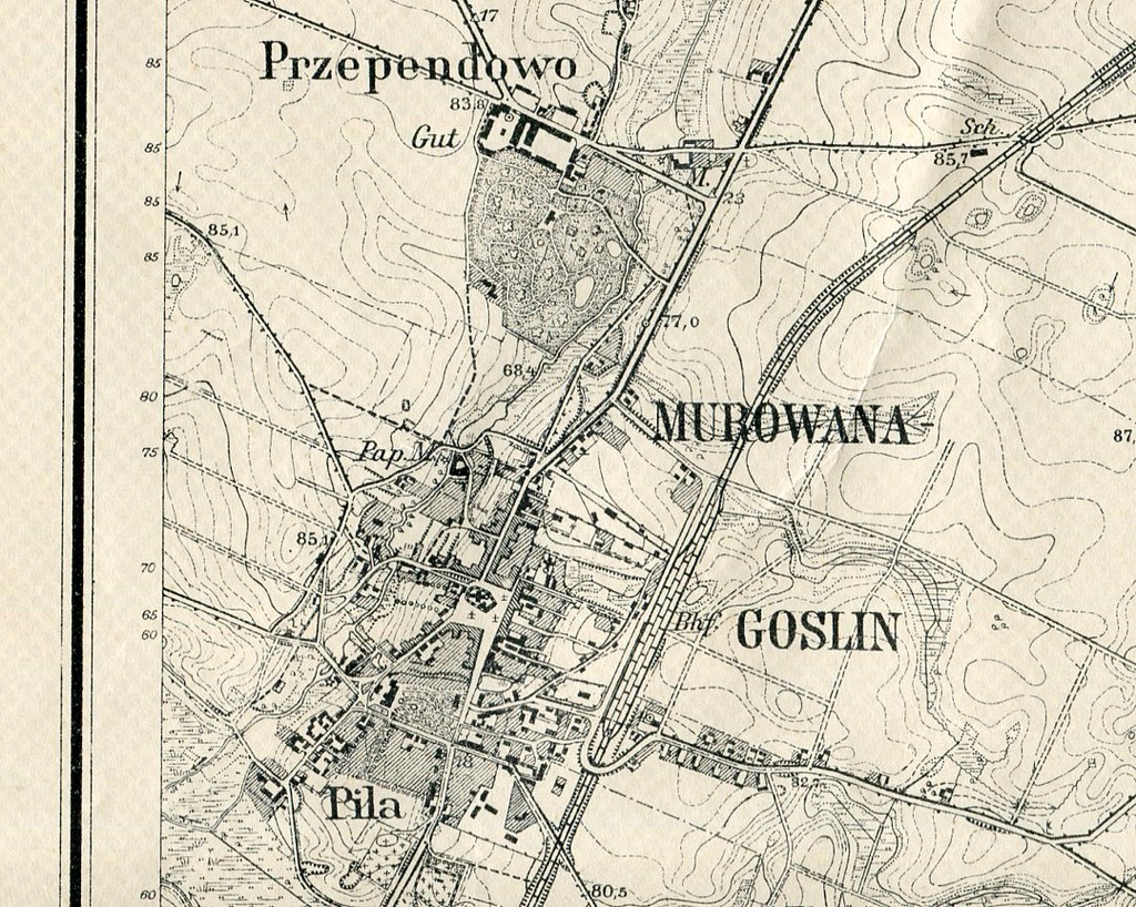 MUROWANA GOŚLINA : mapa wojskowa 1911 dokładna