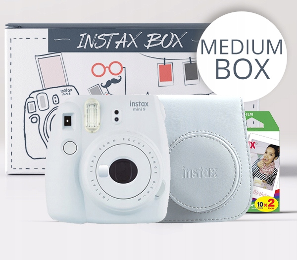 Fuji Instax Mini 9 BOX MEDIUM biały SUPER ZESTAW