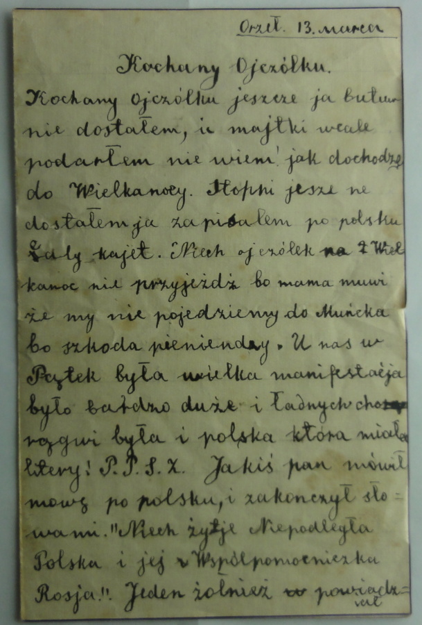 List syna do ojca z okresu międzywojennego
