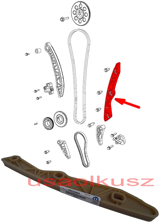 Prowadnica napinacza łańcucha rozrządu Dodge Dart