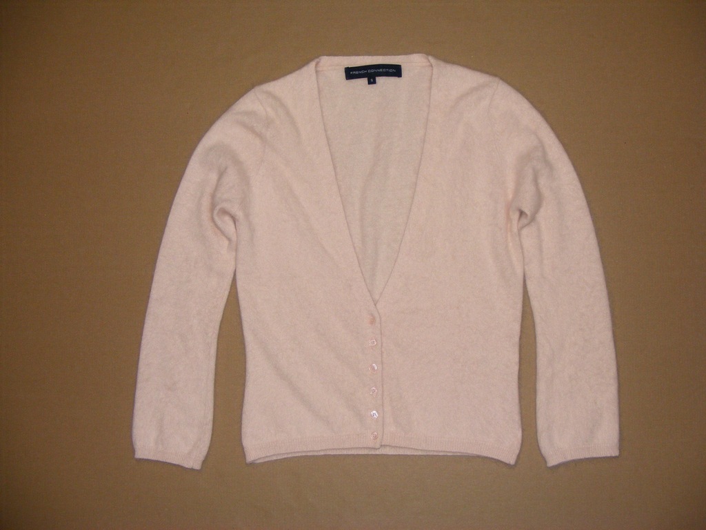 70% ANGORA - rozpinany sweter, pudrowy róż- S