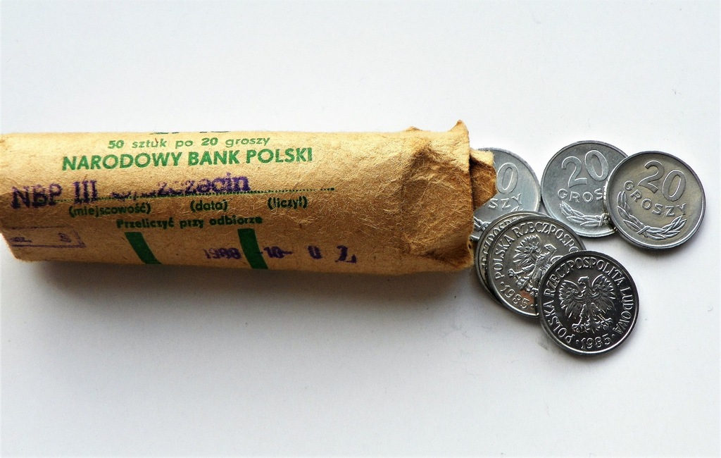 20 gr groszy 1985 z rolką 30 monet
