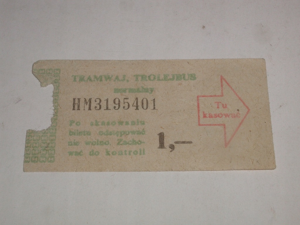 Bilet MPK Lodz ... Tramwaj trolejbus 1,00zl
