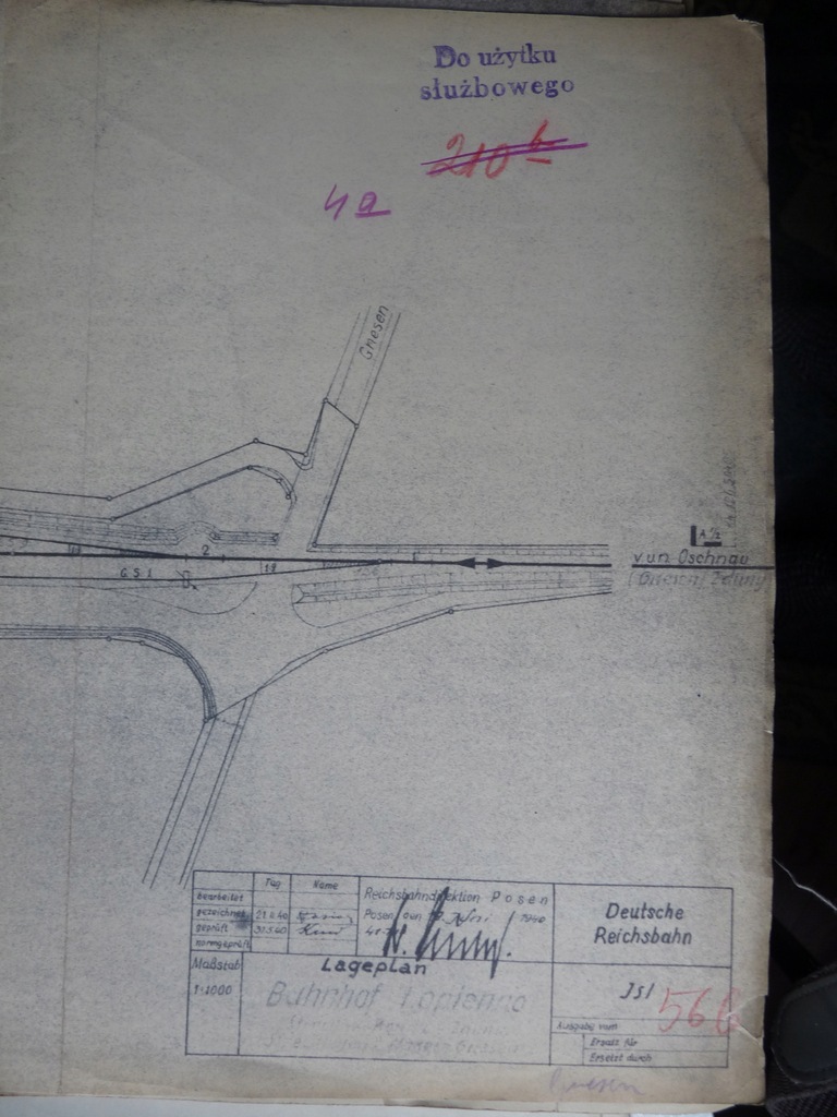 Plan schematyczny stacji Łopienno 1940r. niemiecki