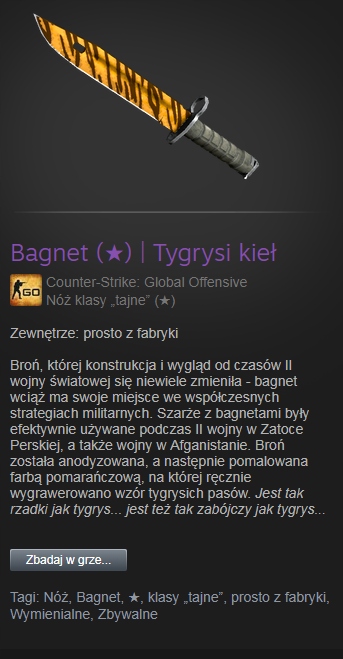 Bayonet Tiger Tooth FN| Bagnet Tygrysi Kieł FN