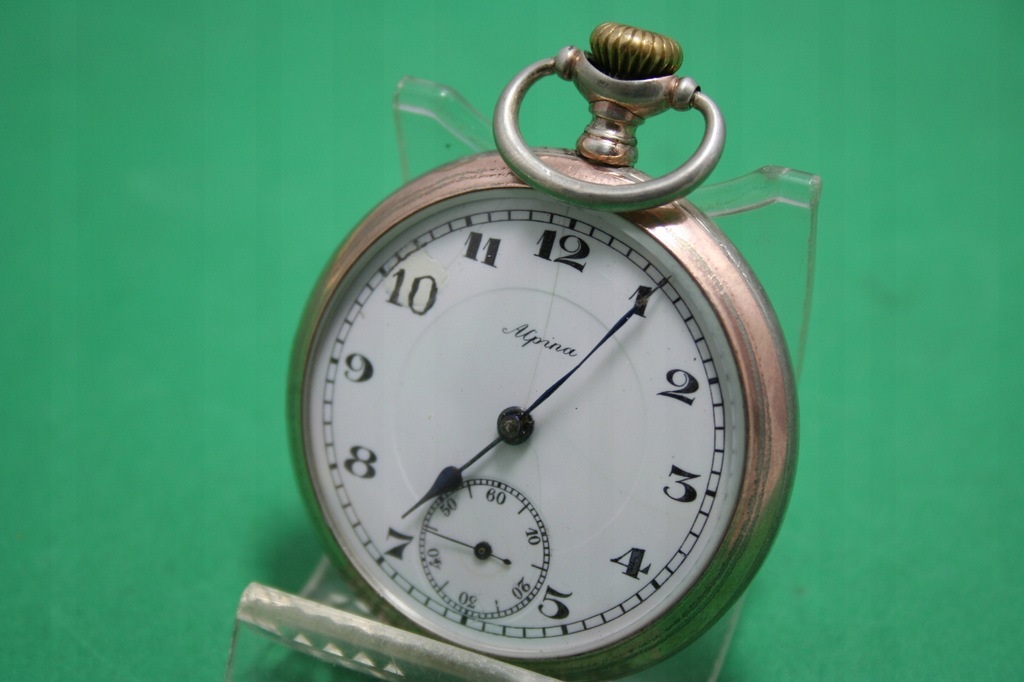 Stary zegarek kieszonkowy- ALPINA - Srebrny 800 p