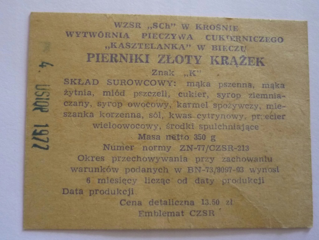 etykieta - PRL - PIERNICZKI KASZTELANKA - BIECZ