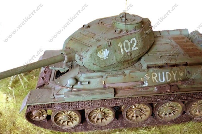 1:16 kalkomanie na czołg T-34/85 RUDY 102 i inne ...