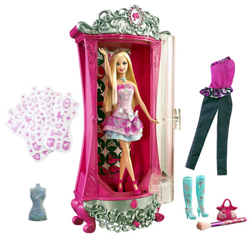 BARBIE MAGICZNA SZAFA BROKATUJĄCA + LALKA + BONUSY