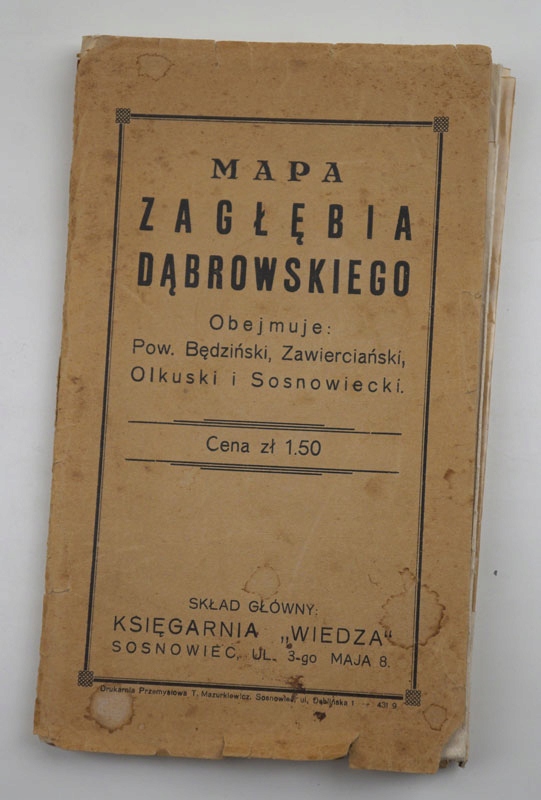 Mapa Zagłębia Dąbrowskiego, lata 30-te rzadkość