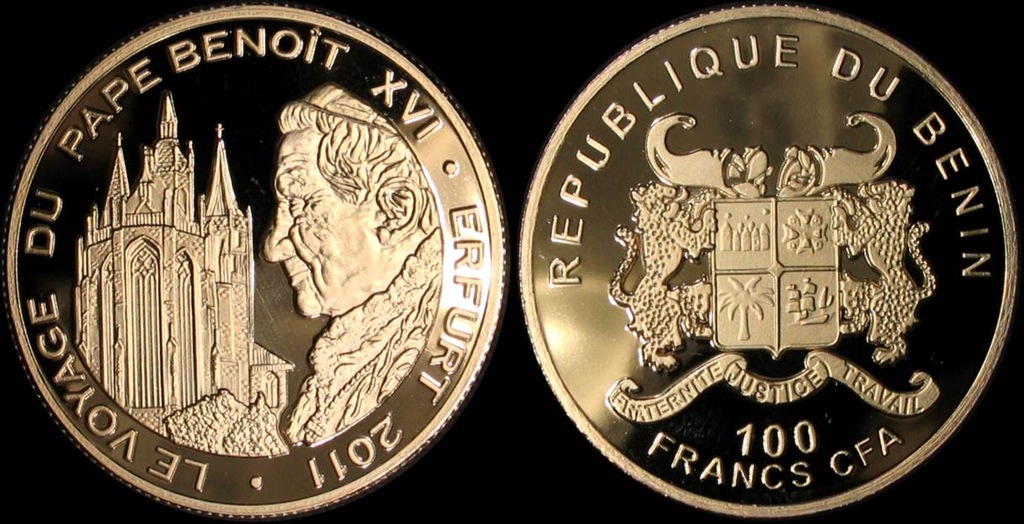 Benin, 100 Francs CFA 2011, Benedykt XVI, Erfurt