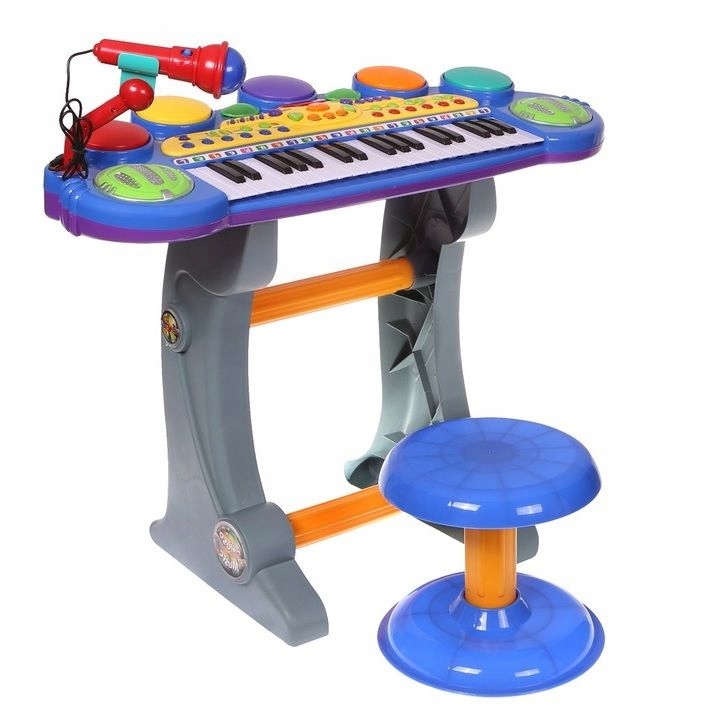KEYBOARD PIANINO ORGANY DLA DZIECI MIKROFON STOŁEK