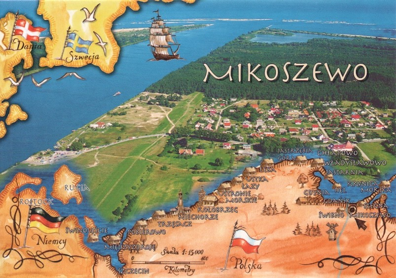 MIKOSZEWO - WIDOK Z GÓRY + WISŁA UJŚCIE I MAPA -