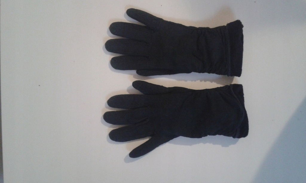 Czarne zamszowe rękawiczki ocieplane retro vintage