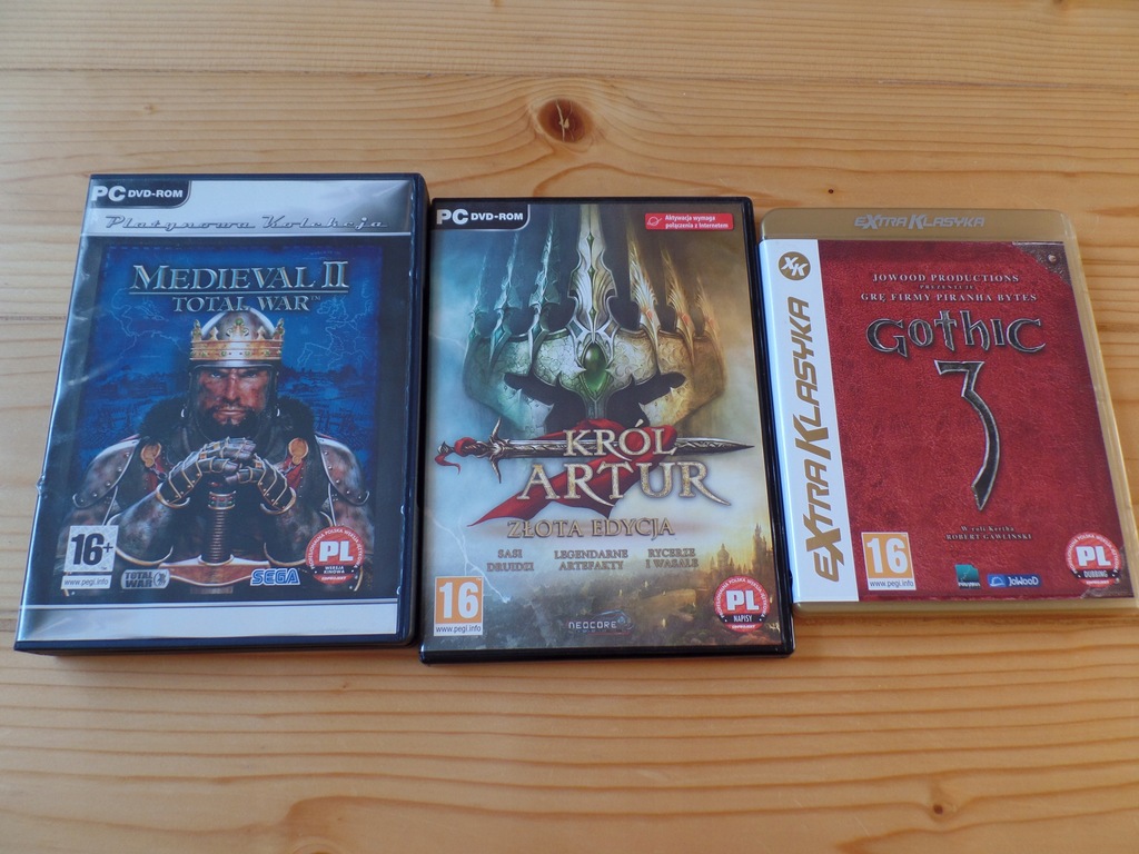 3 gry Medieval II Total War, Gothic 3, Król Artur