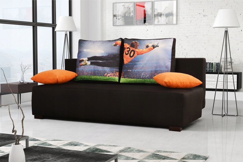 MAXYMA kanapa wzory nadruk sofa piłkarz rozkładana