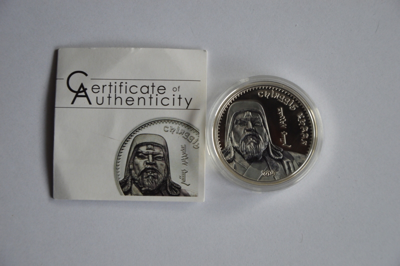 Mongolia 1000 tugrik 2014 Chinggis Khaan emalia