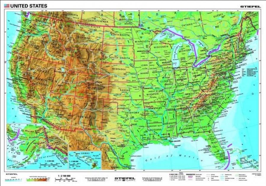 United States USA mapa polityczna/fizyczna GB