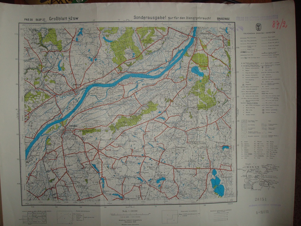 MAPA 1928 GRUDZIĄDZ ŚWIECIE CHEŁMNO WABCZ CZYSTE