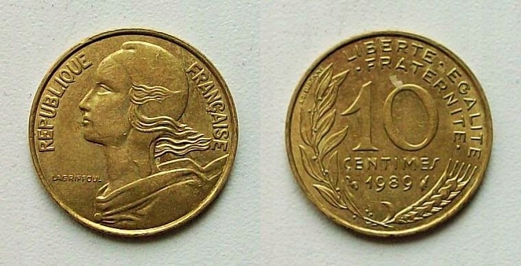 FRANCJA 10 centymów rok 1989