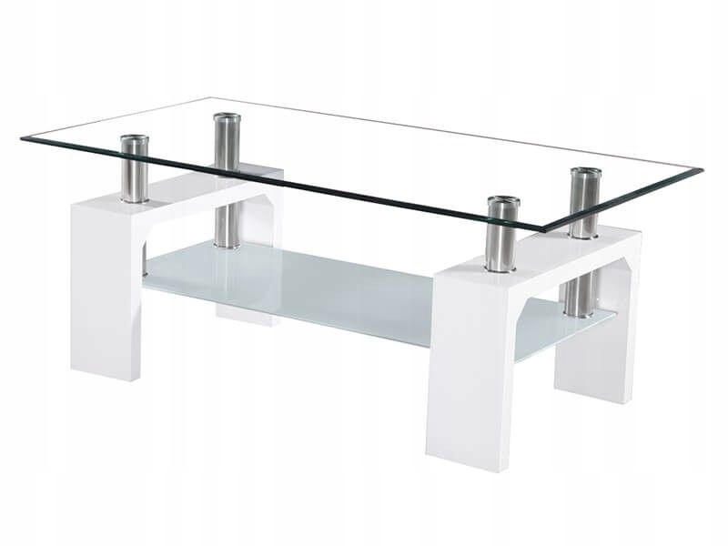 Ława szklana stolik kawowy blat 8mm 110x60 biały
