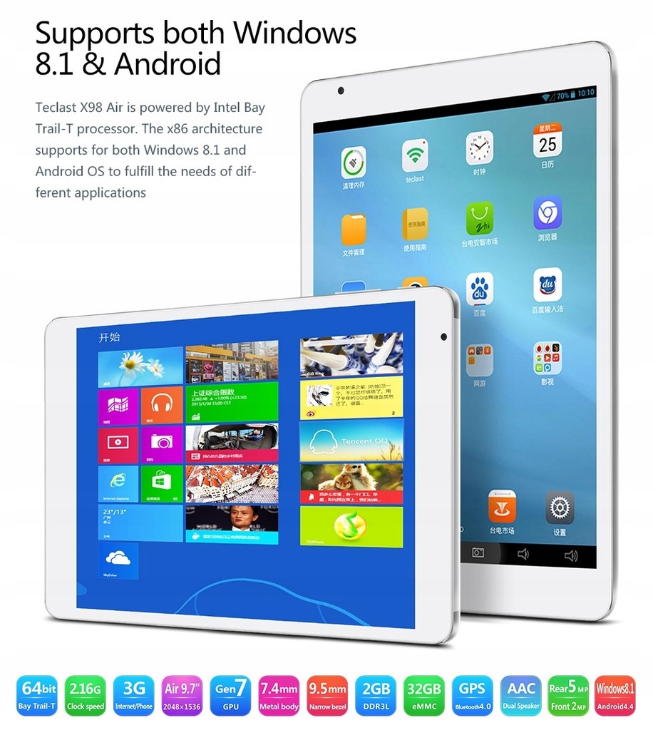 Tablet Teclast X98air 3G Android Windows 10 GRATIS