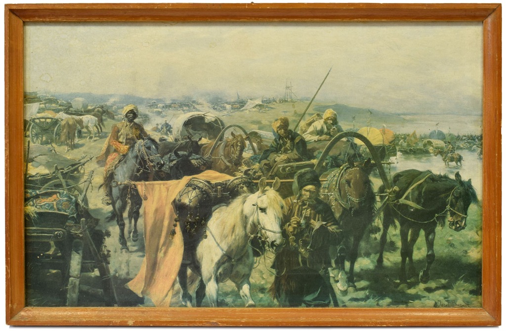 Ok. 1940 r. Józef Brandt 'Obóz tatarski' 53x34 cm