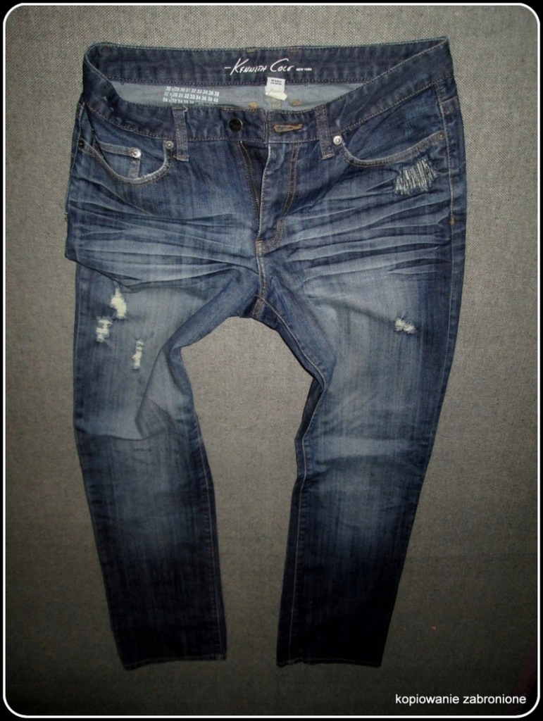 Kenneth Cole - przecierane Jeans dziury W30L32