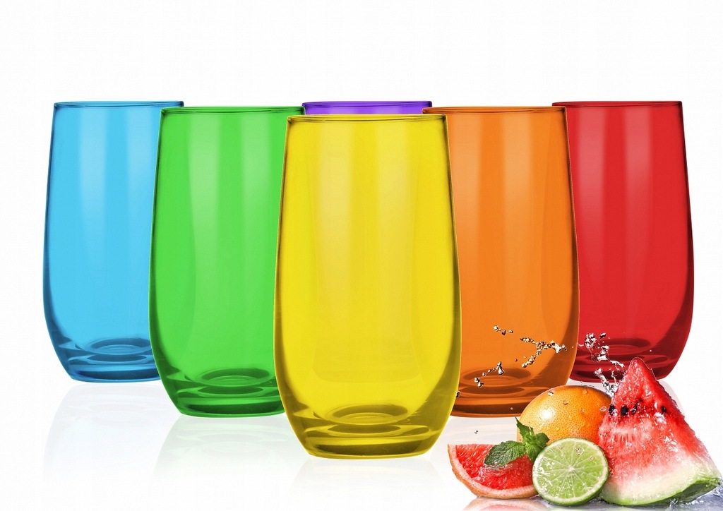 KOLOROWE szklanki wysokich 320ml Rainbow