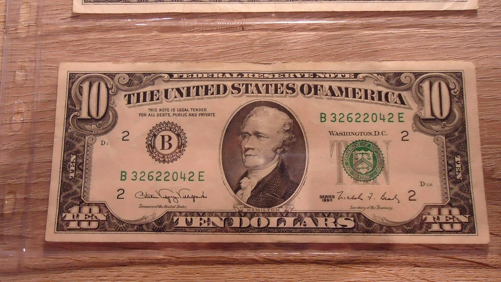 10 DOLARÓW , dolar USA Dollars seria B - 1990 r. 