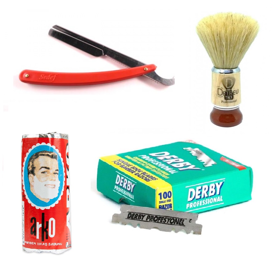 BARBER Zestaw do golenia brzytwa mydło Tureckie +