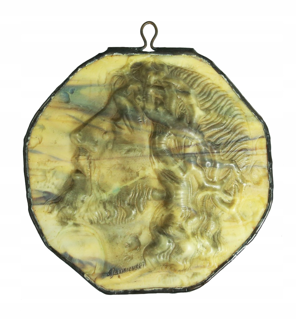 CHRYSTUS Autorska płaskorzeźba ze szkła tiffany