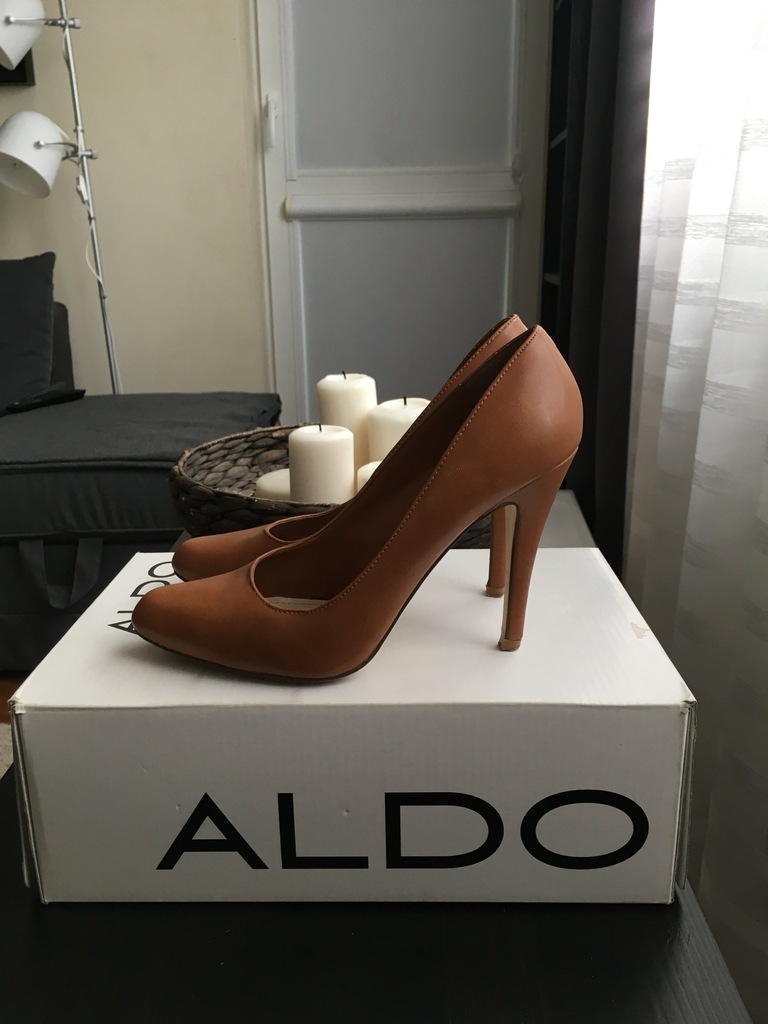 Aldo 36 czółenka pantofle szpilki camel
