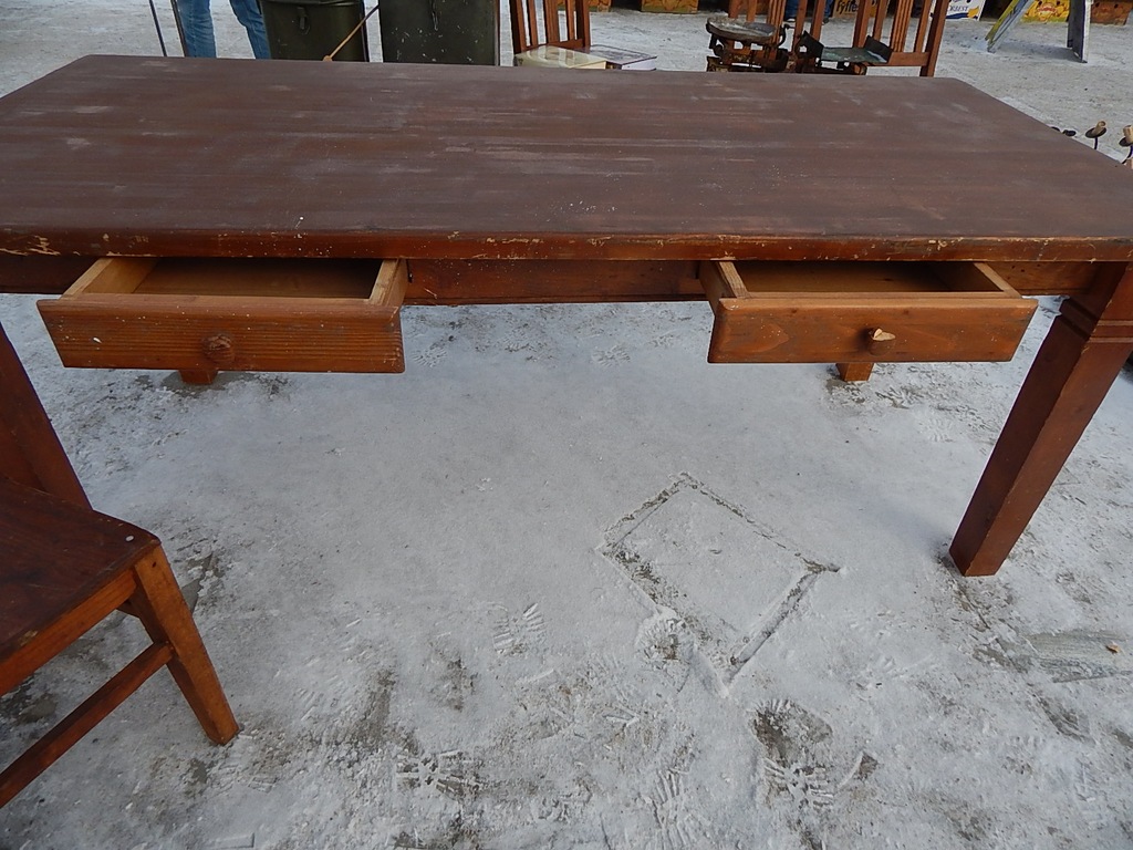 stół naturalne drewno 200 x 94 cm i krzesła 6 szt.