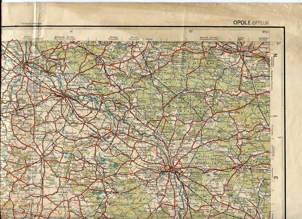 OPOLE / OPPELN -- mapa wojskowa -- 1935 rok