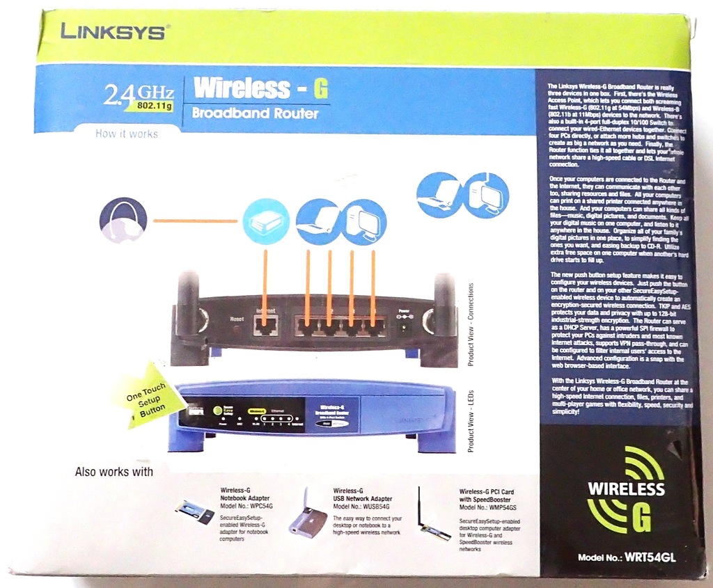ROUTER LINKSYS WRT54GL WirelessG Broadband NOWY 7422606718