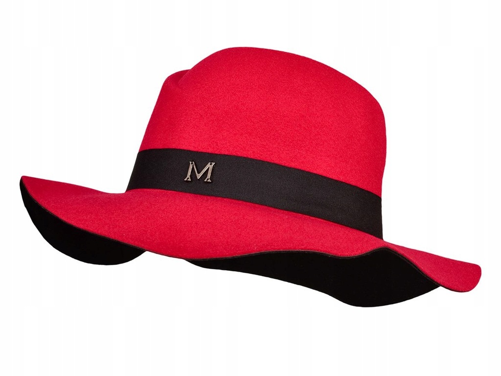 Modny kapelusz blogerek damski filc czerwony