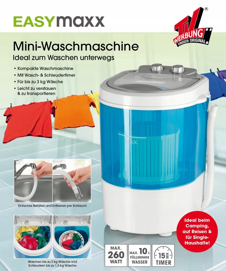MINI PRALKA TURYSTYCZNA WIRÓWKA 3 kg EASYmaxx