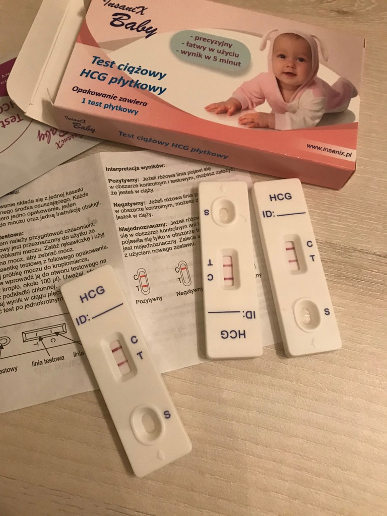 pozytywny test ciążowy, testy ciążowe 2 szt zestaw