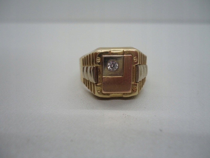 MĘSKI ZŁOTY SYGNET P-585 14K Z DIAMENCIKIEM
