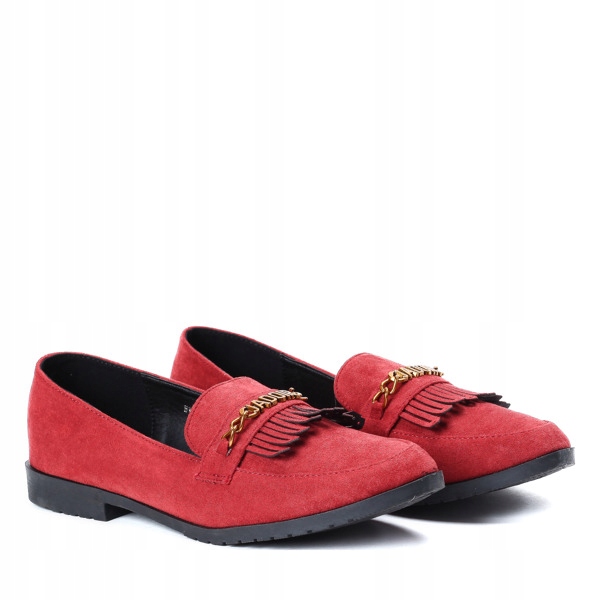 Czerwone mokasyny buty damskie